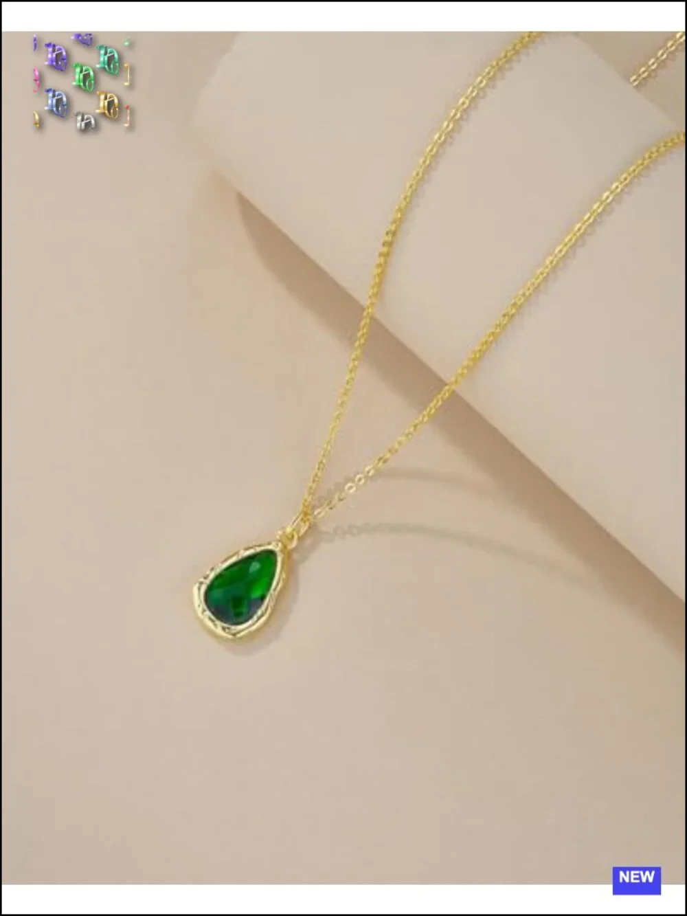 18K gold plated Brown Amber Teardrop CZ Stacked Pendant Necklace Dainty Drop